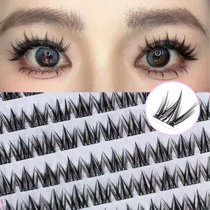 100pcs Self-Adhesive False Eyelashes, Natural C Curl, Dense Patch, Recyclable, Mixed Length, Easy for Beginners, Dog Series, Cosmetic, Eyelash Extensions