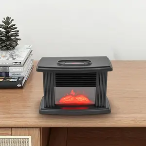 3D Electric Fireplace Heater with Simulated Carbon Fire, 1000W Ceramic Heater with Adjustable Thermostat & Timer, Overheat Protection for Bedroom Office RV, Safe for Kids & Pets