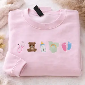 [MADE IN US] Embroidered NICU Nurse Sweatshirt | PEDS Baby Icons, Nurse Gift