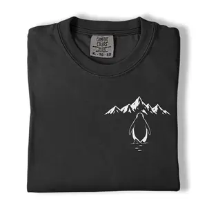 Comfort Colors Penguin Shirt, Minimal Mountain Penguin Graphic Tee, Aesthetic Wildlife Shirt, Gift for Penguin Lovers