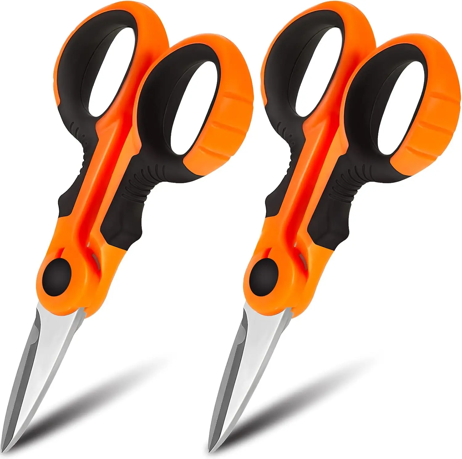 2 Pcs Fishing Scissors Braided Line Cutters Fishing Heavy Duty 3cr13 Non Slip Serrated Edge Scissors Saltwater Freshwater Braid Multi Function Cutter for Trimming (Orange)