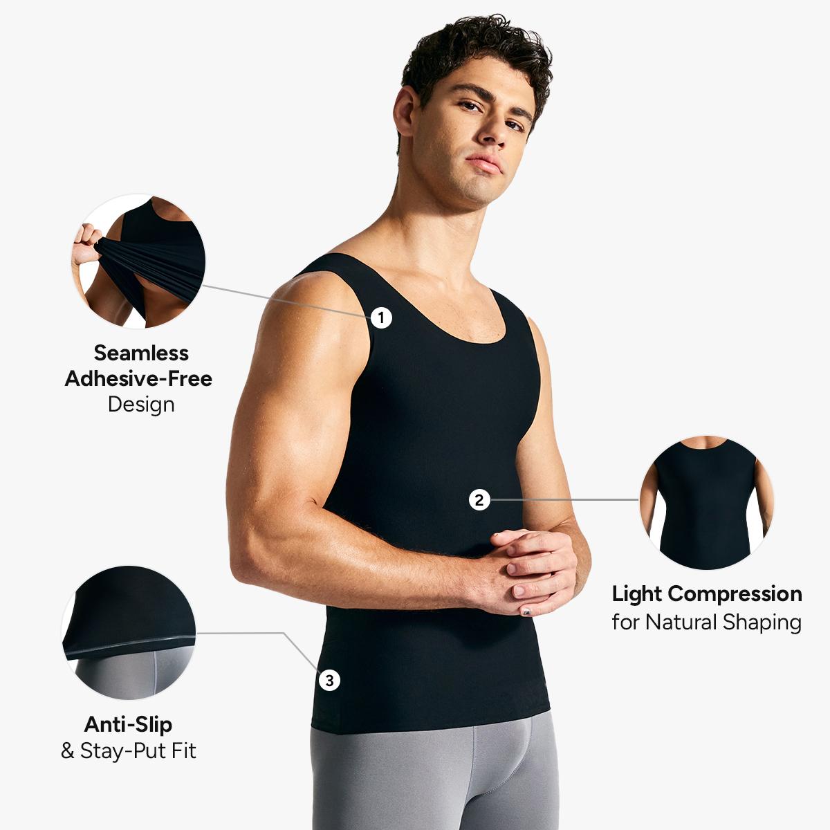 Nebility Men’s Shapewear Tank Top – Seamless Body Shaper Vest, 300g High-Stretch Fabric, Slimming & Tummy Control Undershirt, Breathable Lightweight Support