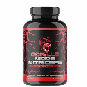 Gorilla Mode Nitricaps - Stimulant Free Pre-Workout Capsules for Pump & Vascularity (40 Servings)
