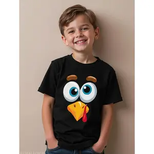Funny Thanksgiving Turkey Face T-Shirt Kid T Shirt (3-13Y)