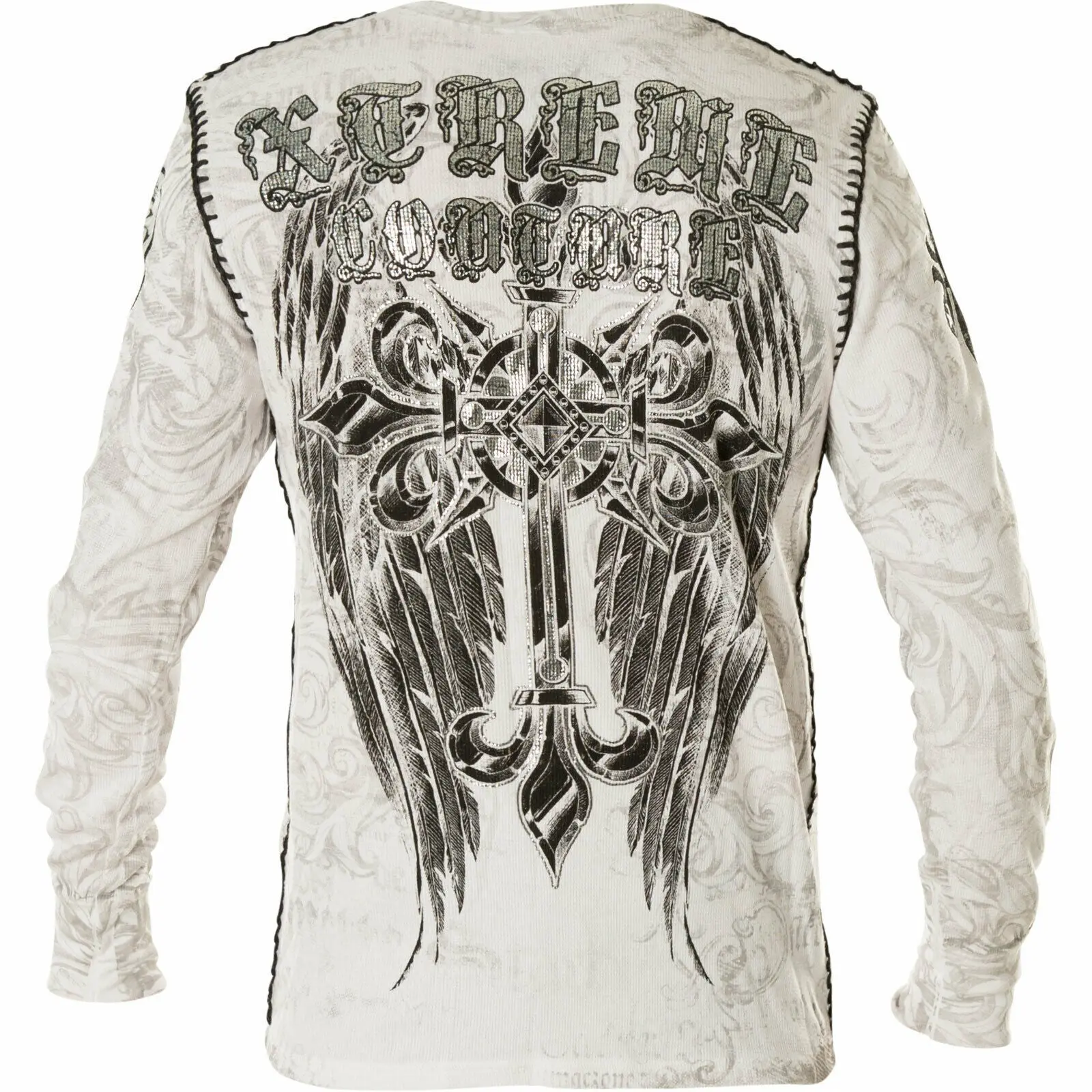 Xtreme Couture by Affliction Men's All-Cotton Long-Sleeve Casual Graphic Thermal T-Shirt - Herculeus Biker MMA Clothing, Menswear Top