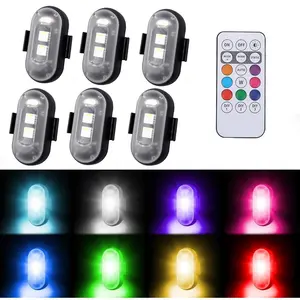 Wireless LED Lights with Remote Control Anti-Collision Rechargeable Emergency Flashing Lights for Car Drone Motorcycle Bike IP65 Waterproof USB Rechargeable 60 Hours Battery Life