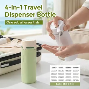 4-in-1 Travel Container Bottle, TSA Approved Leakproof Toiletry Dispenser, Portable Carry-On Travel Essentials for Frequent Travelers