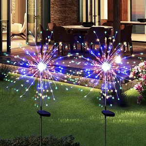 Solar Powered Outdoor Light, 60led Fireworks Style Flashing String Lights, 8 Modes, Ip44 Waterproof, Garden, Patio, Poolside Decor