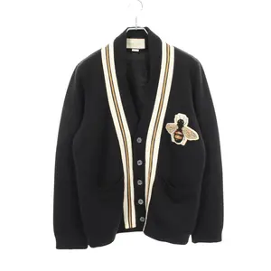 Pre-owned GUCCI Wool Small Leather Goods BEE Cardigan