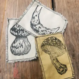 Set of 3 Patches-Mushrooms and Slug