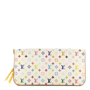 Pre-owned Louis Vuitton Monogram Multicolor Canvas Small Leather Goods Monogram Multicolor Insolite Wallet White Citron