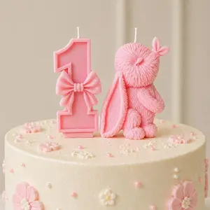 Birthday Number Candle Set – Choose Number & Character (Bunny or Duck) – Handmade Cake Topper