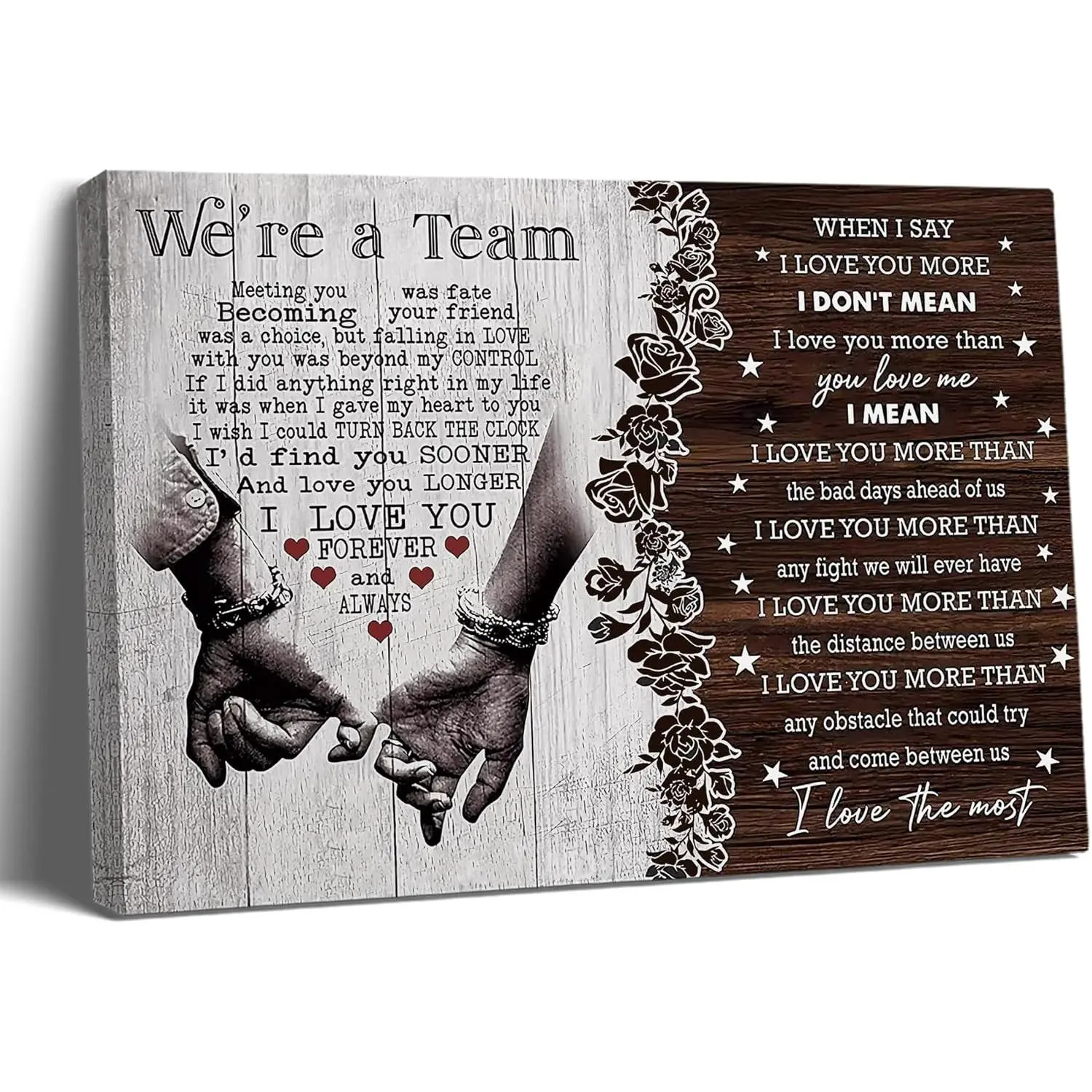 Personalized We're A Team Couple Poster Gift for Him, Her, Husband Wife Christmas Birthday Anniversary Couple Lover Custom Name Poster Canvas Print Wall Art Home Decor Picture for Bedroom LivingRoom Western Wall Art Art Wall Decoration