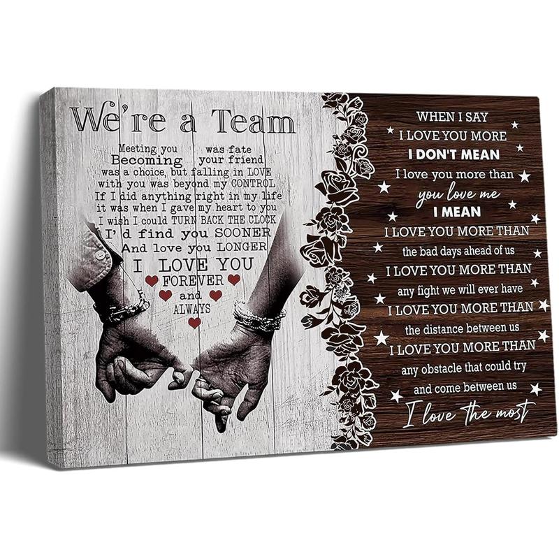 Personalized We're A Team Couple Poster Gift for Him, Her, Husband Wife Christmas Birthday Anniversary Couple Lover Custom Name Poster Canvas Print Wall Art Home Decor Picture for Bedroom LivingRoom