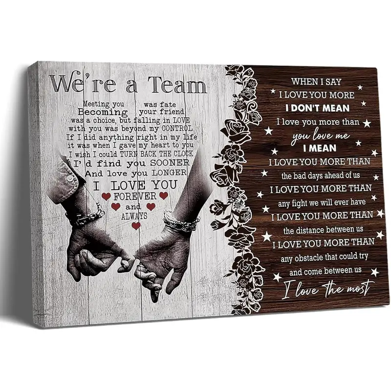 Personalized We're A Team Couple Poster Gift for Him, Her, Husband Wife Christmas Birthday Anniversary Couple Lover Custom Name Poster Canvas Print Wall Art Home Decor Picture for Bedroom LivingRoom