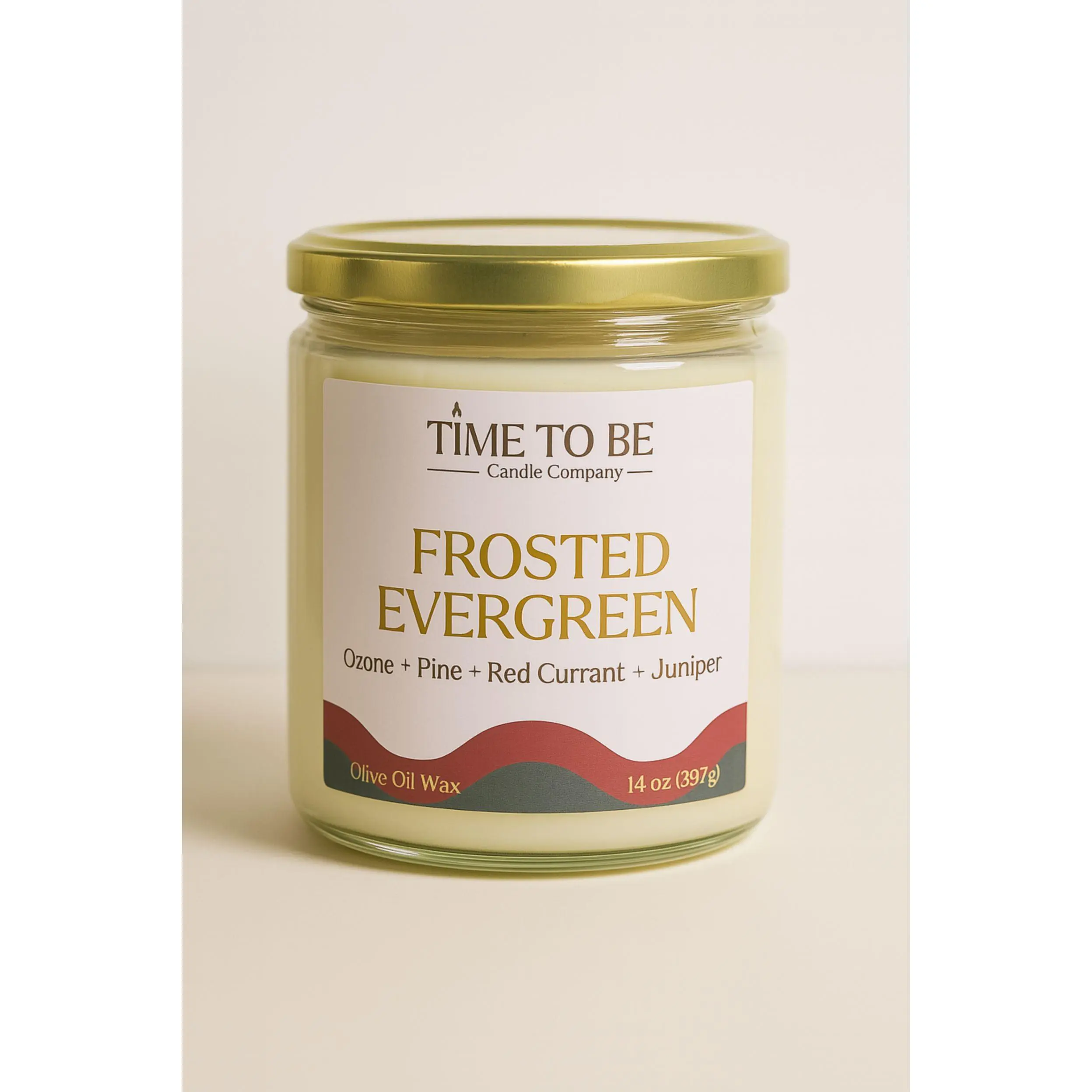 Time To Be Candle Company Frosted Evergreen Olive Oil Wax Handcrafted in Small Batches with Ozone Pine Red Currant & Juniper Fragrances