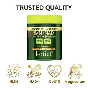 IKOTIET NMN+NAD+CoQ10 All-in-One 15,000 mg Pure NAD Supplement, Women's Beauty From Within Formula, Supports Healthy Aging, Cellular Energy, Skin Vitality, Radiant Appearance & Daily Wellness, 60-120 Capsules + Free Trial Pack Dietary