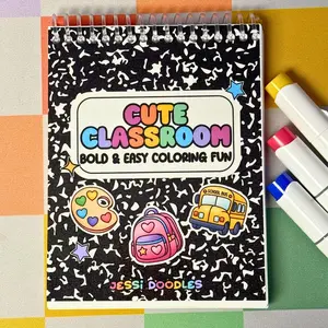 Cute Classroom Bold & Easy Spiral Coloring Book