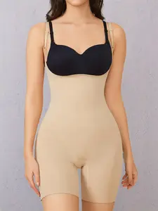 Women's Solid Backless U Neck Shapewear Bodysuit, Adjustable High Stretch Seamless Shaper, Tummy Control Butt Lifter, Ladies Shapewear for All Seasons, Womenswear