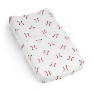 Sweet Jojo Designs Baby Changing Pad Cover Sheet (Baseball Sports) for Boys, Infant/Newborn Diaper Change Table Mat Covers (Red & White Baseballs, Americana Sport, for the Base Balls Patch Collection)