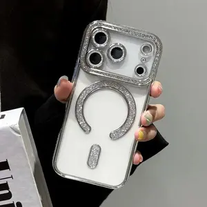 Fashion Glitter Diamond Magnetic Phone Case for Magsafe, Compatible with iPhone 17, 16, 15, 14, 13, 12 Pro Max, Offers Lens Protection and Shockproof Coverage