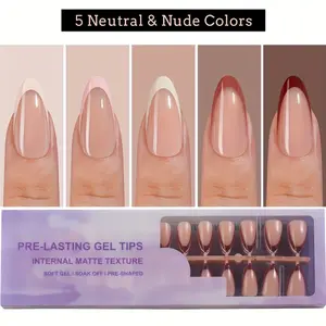 150 French Almond Nail Tips, Nude French Tip Press-On Nails, Medium Length Almond Shape, Soft Gel False Nails, Acrylic Washable