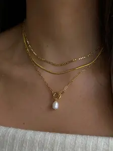 Layered Necklaces for Women,Dainty 14k Gold Plated Stackable Choker Necklaces for Women,Trendy Layering Coin Chain Pendant Jewelry Set Gifts