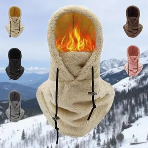 ​Thermal Windproof Cycling Mask - Adjustable Plush Beanie Hood Scarf Warm Hat for Men Women Winter Outdoor​