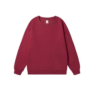 320g Heavyweight Pure Cotton Solid Color Loose Men's Round Neck Cotton Blend Casual Long Sleeve Couple Reversible Wear