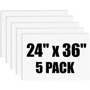 Corrugated Plastic Board 24" x 36", 5 Pack White Plastic Poster Board & Blank Yard Signs, 3/16 Inches Thick Double-Sided Poster Sheets for School Projects, Craft, Art, Garage , Rent