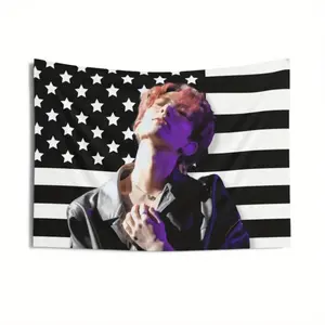 1pc Heeseung Kpop Tapestry - American Flag Design, Perfect for Kpop Fans, Birthday Gift, Concert Merchandise & Outdoor Decor with Free Installation Kit funny room tapestry durable man