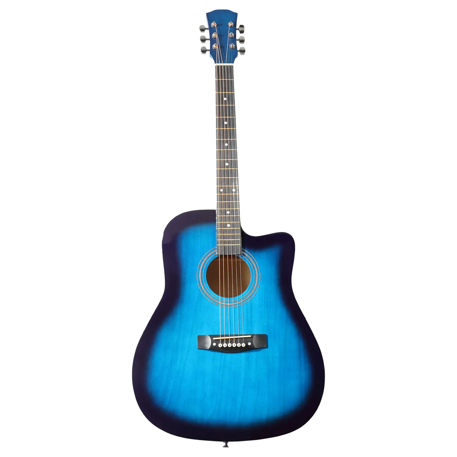 41-in Blue Right-Handed Basswood Dreadnought Barrel-Shaped Cutaway Body Acoustic Guitar for Beginners, 25.5-in Scale, Deburred Frets, Stable ABS Nut, Engineered Wood, Heat & Humidity Resistance, Pick, Strings, Capo, Gig Bag, Tuner, Wrench, Shoulder Strap