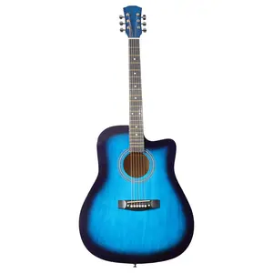 41-in Blue Dreadnought Barrel-Shaped Cutaway Acoustic Guitar with Pick, Strings, Capo, Gig Bag, Tuner, Wrench Tool, Shoulder Strap for Musical Instrument Enthusiasts, Guitars