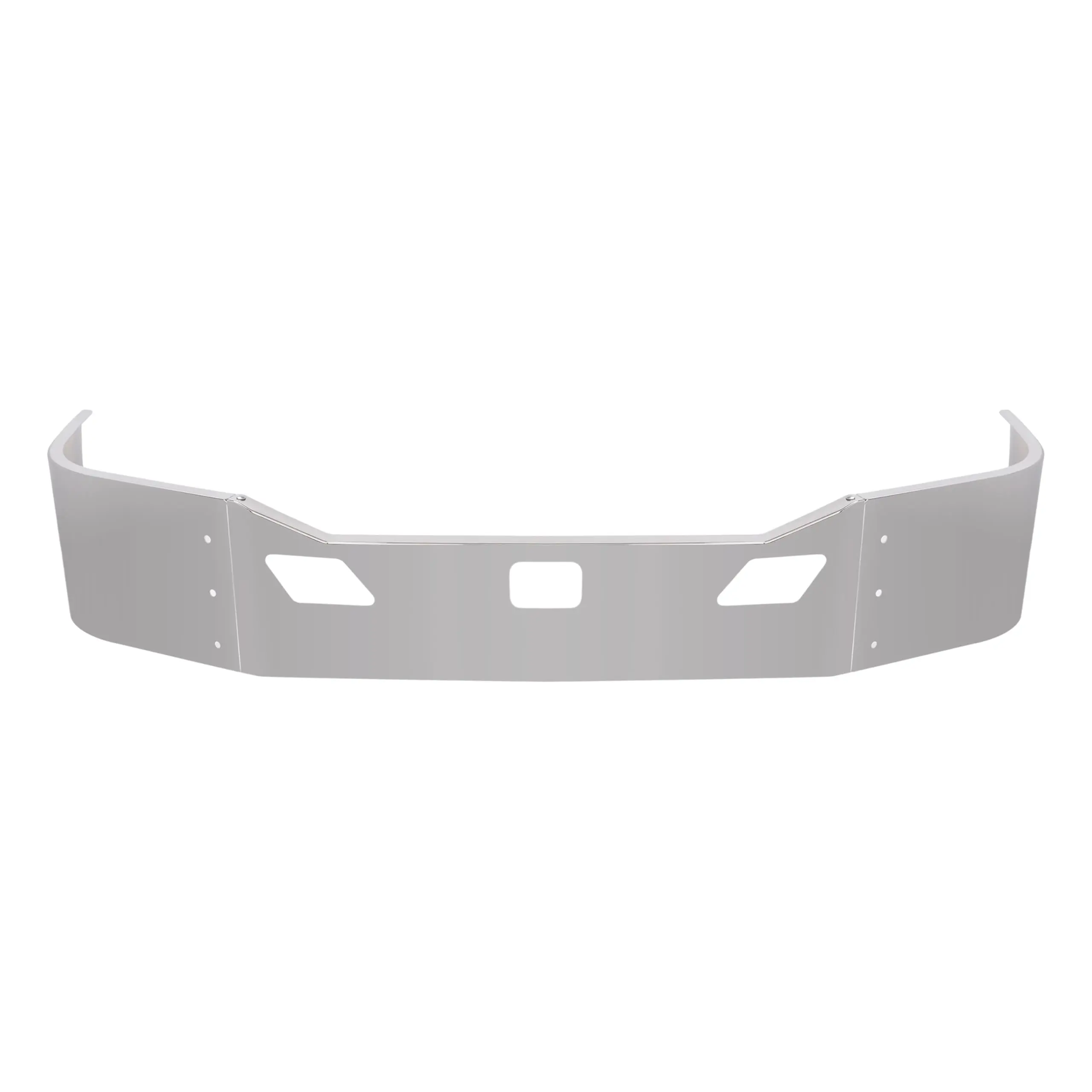 KQQIO 3-Piece Set Alloy Steel Chrome Vehicle Front Bumper Assembly - 2011-2022 Kenworth T680 Towing Truck Replacement Part, with 2 Tow Hook Mount Plates, Custom Radar Access Cut-Out Slots, Brackets