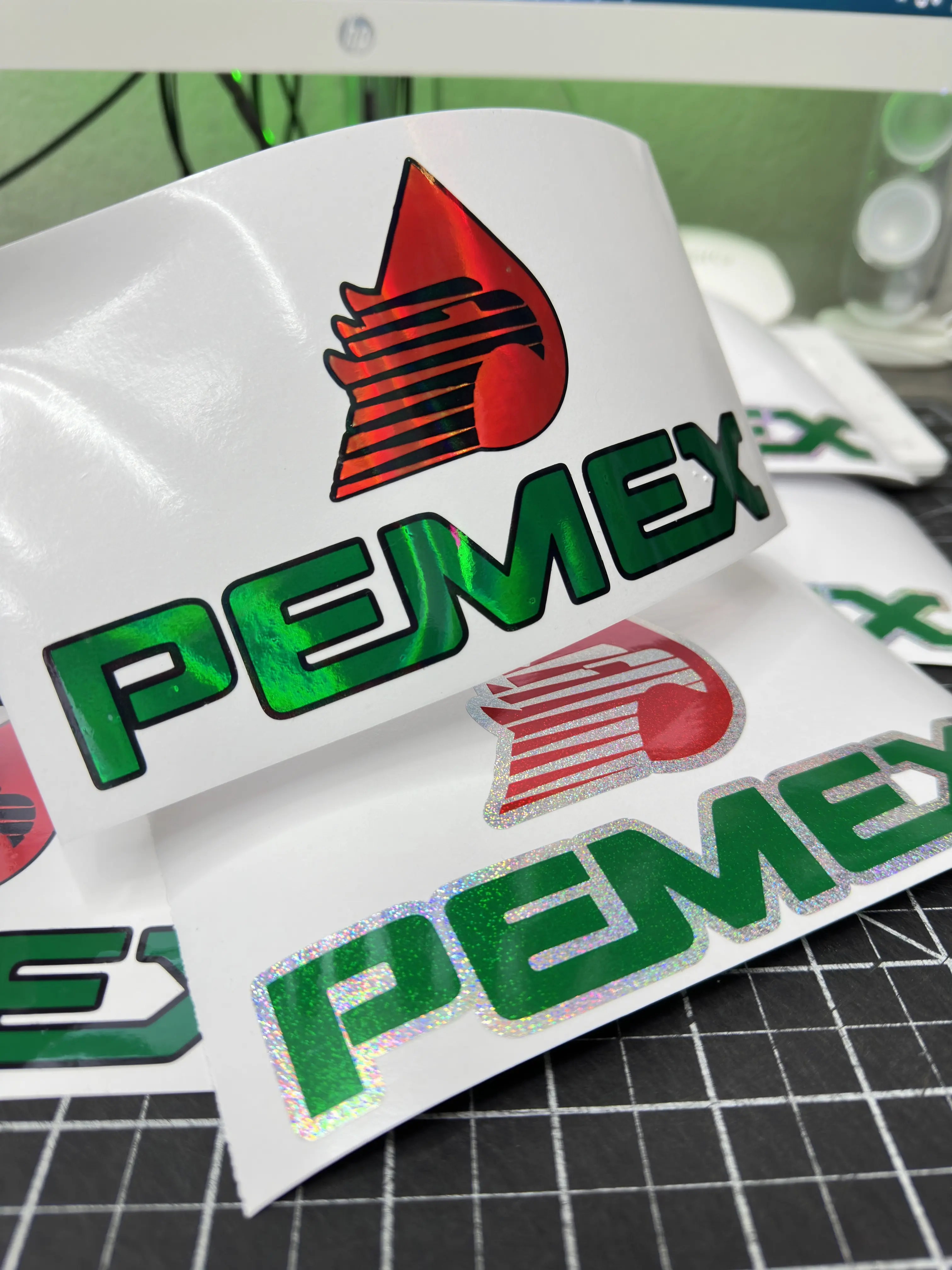 Pemex Mexico Rainbow Holographic Pride Vinyl Sticker Set - Durable, Weather-Resistant Eagle Design, 5"-15" Sizes, Mexican Decal for Exteriors & Windows (Car Accessory), Decal For Cars