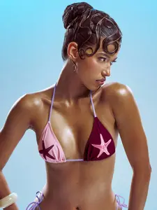 Women's Fashion Starfish Decoration Colorblock Halter Strap Sexy Party Style Slimming Two-Piece Bikini Swimsuit Set Bikini Sets