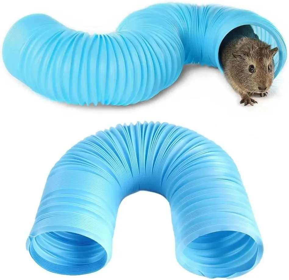 2 Pack Foldable Hamster Tunnel Fun Exercising Training Tubes Hideout Pipe Toy for Ferrets Guinea Pigs Chinchillas Gerbils Mouse Rabbit Small Animal Pets