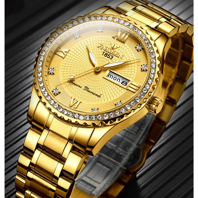 Waterproof Gold Men'S Watch Classic Stainless Steel Quartz Analog Business Gift Does not apply