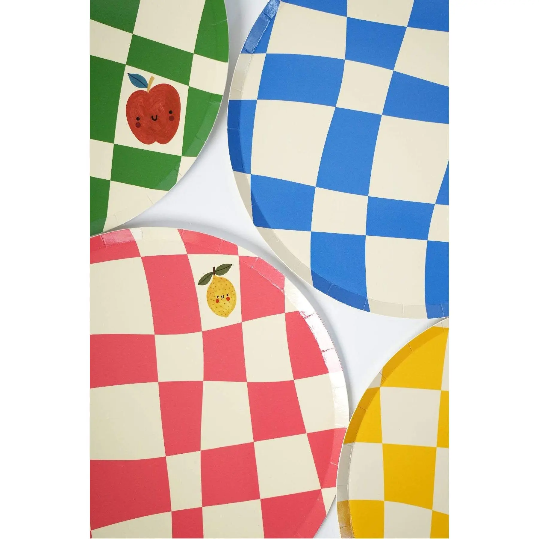 Little Chef Checkered Party Plates (9 Inch, 12 Count) | Kids Cooking Birthday Party Supplies | Colorful Checkerboard Paper Plates