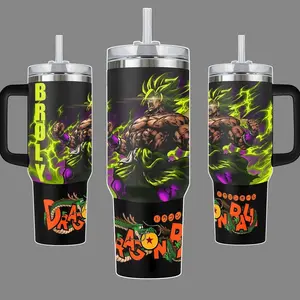 Broly Dr Super Legendary Saiyan Energy 40oz Stainless Steel Insulated Tumbler Mug with Handle & Straw Dragon Fans