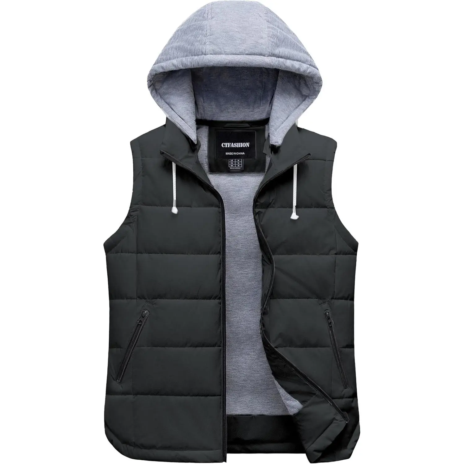 Women's Thick Light Water-Proof Knitted Insulated Quilted Puffer Vest - Sleeveless Winter Outerwear with Removable Hood (Outdoor Waistcoat Gilet)