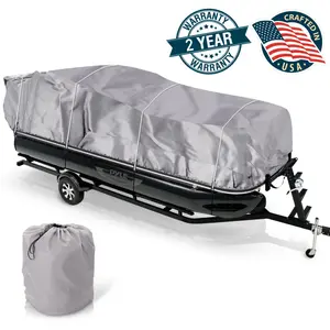 Pontoon Boat Cover 25'-28' Weatherproof Polyester, Custom Fit
