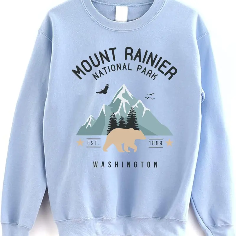 Mount Rainier National Park Sweatshirt - Mt. Rainier Sweater, Washington Hiking Sweatshirt