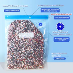 Reusable Vacuum Sealing Bags with Air Valve – 10 Pack, 26 x 28 cm, BPA-Free Food Storage Bags for Meat, Vegetables, and Meal Prep, Airtight Zipper Bags for Refrigerator and Freezer Organization