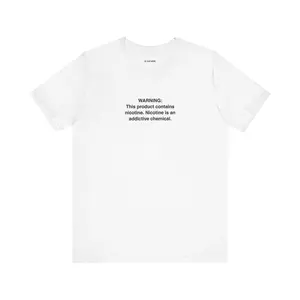 Warning Nicotine Label Tee | Text Graphic T-Shirt