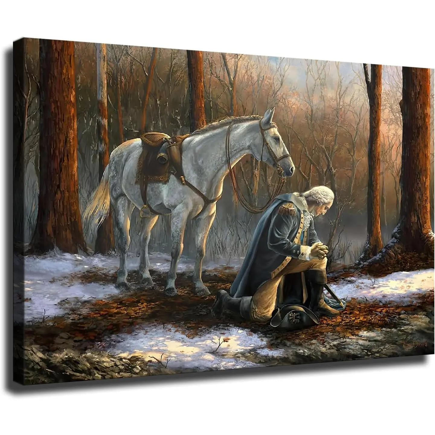 George Washington Praying in Valley Forge Snow Vintage Classical Poster Print - High Detail Art for History Enthusiasts, Bedroom & History Classroom Indoor Home Decor