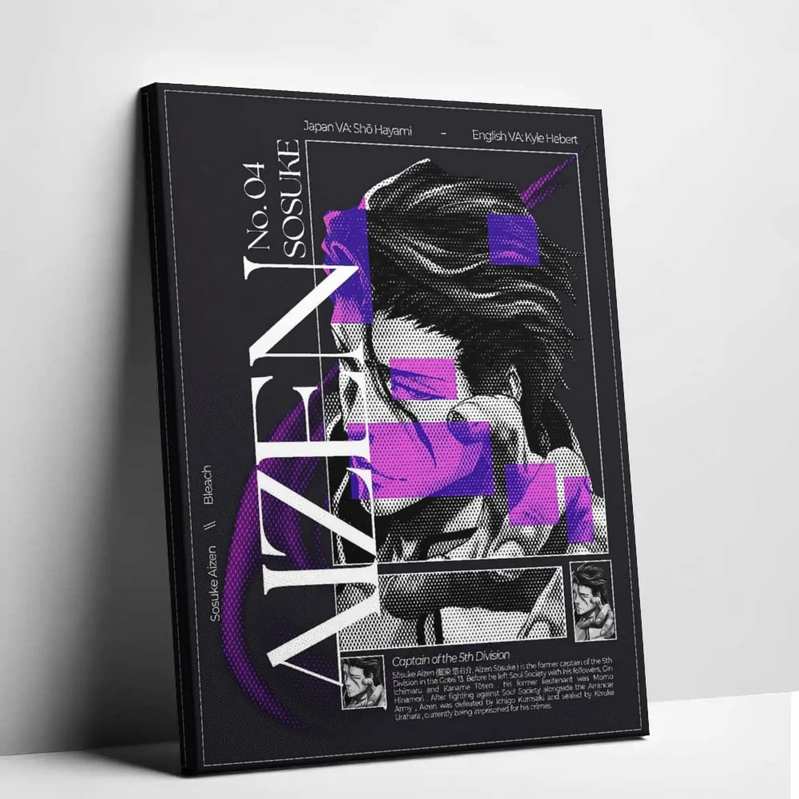 Anime    Print Bleach Canvas   Sosuke Aizen Anime  Vintage Manga Character Prints Cool Gaming Room Decor Gotei 13 Captain  Hanging Aesthetic Bedroom Decoration Gift For Otaku Fans