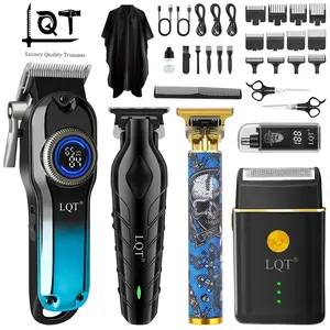 LQT 5-in-1 Men's Grooming Kit, Cordless Clippers Set, Hair Clipper, Detail Trimmer, T-Blade Trimmer, Electric Shaver, Nose Hair Trimmer, Rechargeable Cordless with LED Display, Complete Barber Accessories, Home Salon, Barber Recommended, Ergonomic, Gifts