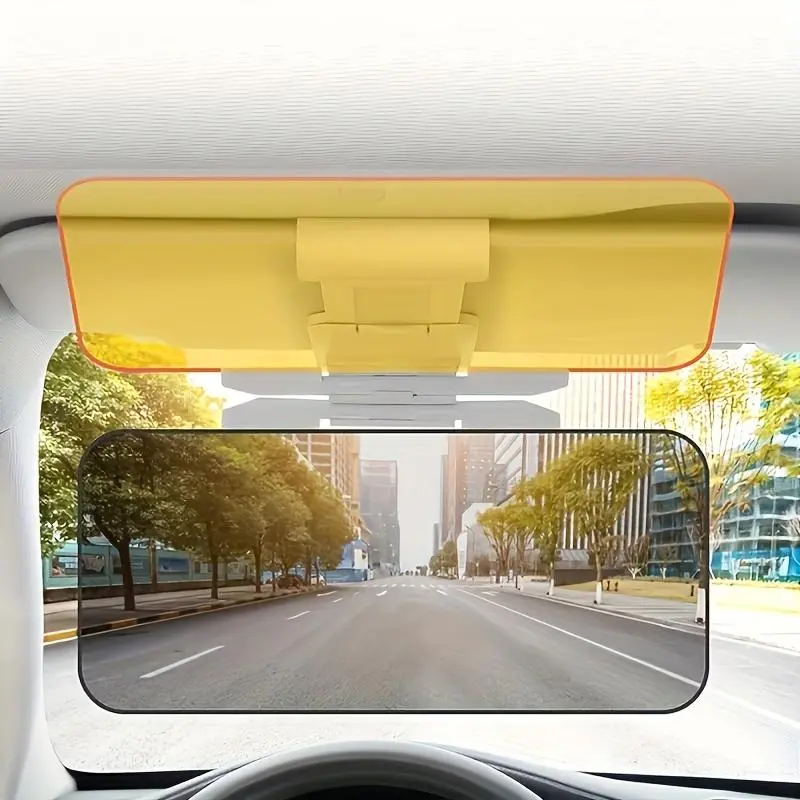 2-in-1 Car Sun Visor Driving Aid for Cars/SUV/Trucks, Easy-Mount Glare Reduction Accessory, High-UV-Blockage Non-Dazzle Windshield Sunshade (1 Pack, 2 Colors)