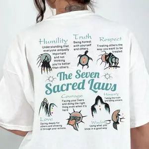 Native American Seven Sacred Laws T-Shirt/Hoodie/Sweatshirt - Indigenous Unisex Graphic Double-Sided Tee